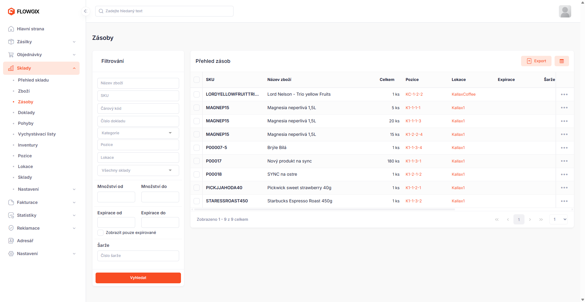 Přehled zásob